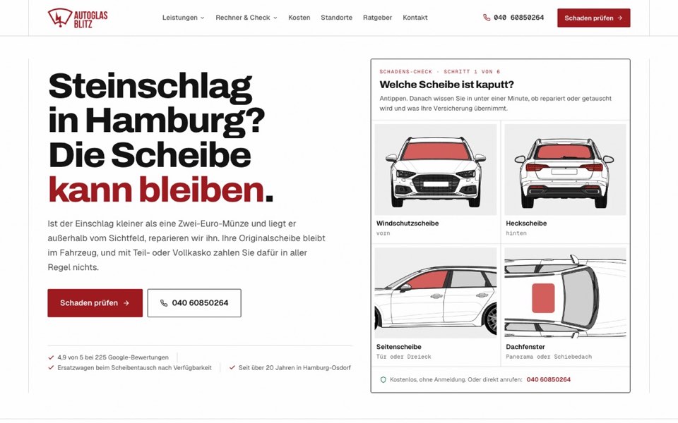 Startseite von www.autoglas-blitz.de
