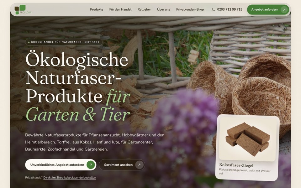Startseite von www.proflora.de